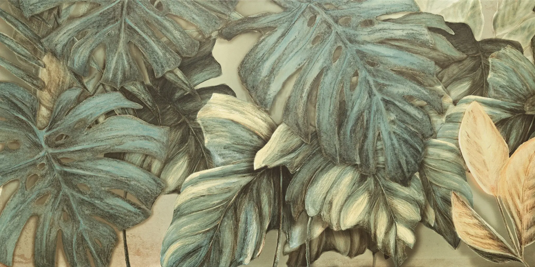 Alabaster Shine Leaves 24x48 Matte Porcelain Wall Décor Tile - Element B1