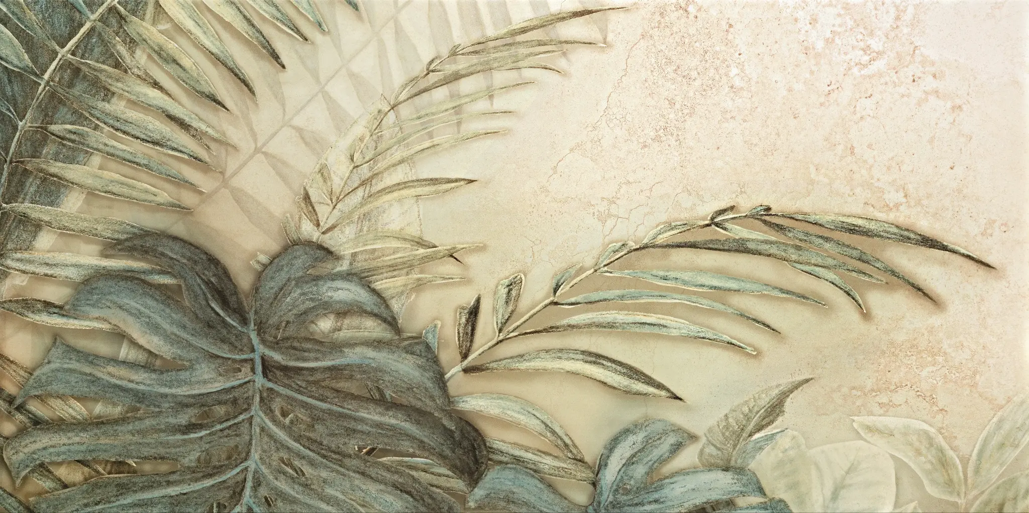 Alabaster Shine Leaves 24x48 Matte Porcelain Wall Décor Tile - Element B2