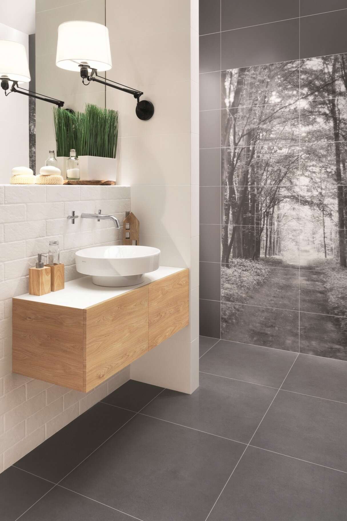 All in white Forest 84x144 Matte 42-Elements Ceramic Wall Décor Tile (Set of 42 tiles, 12x24 each)