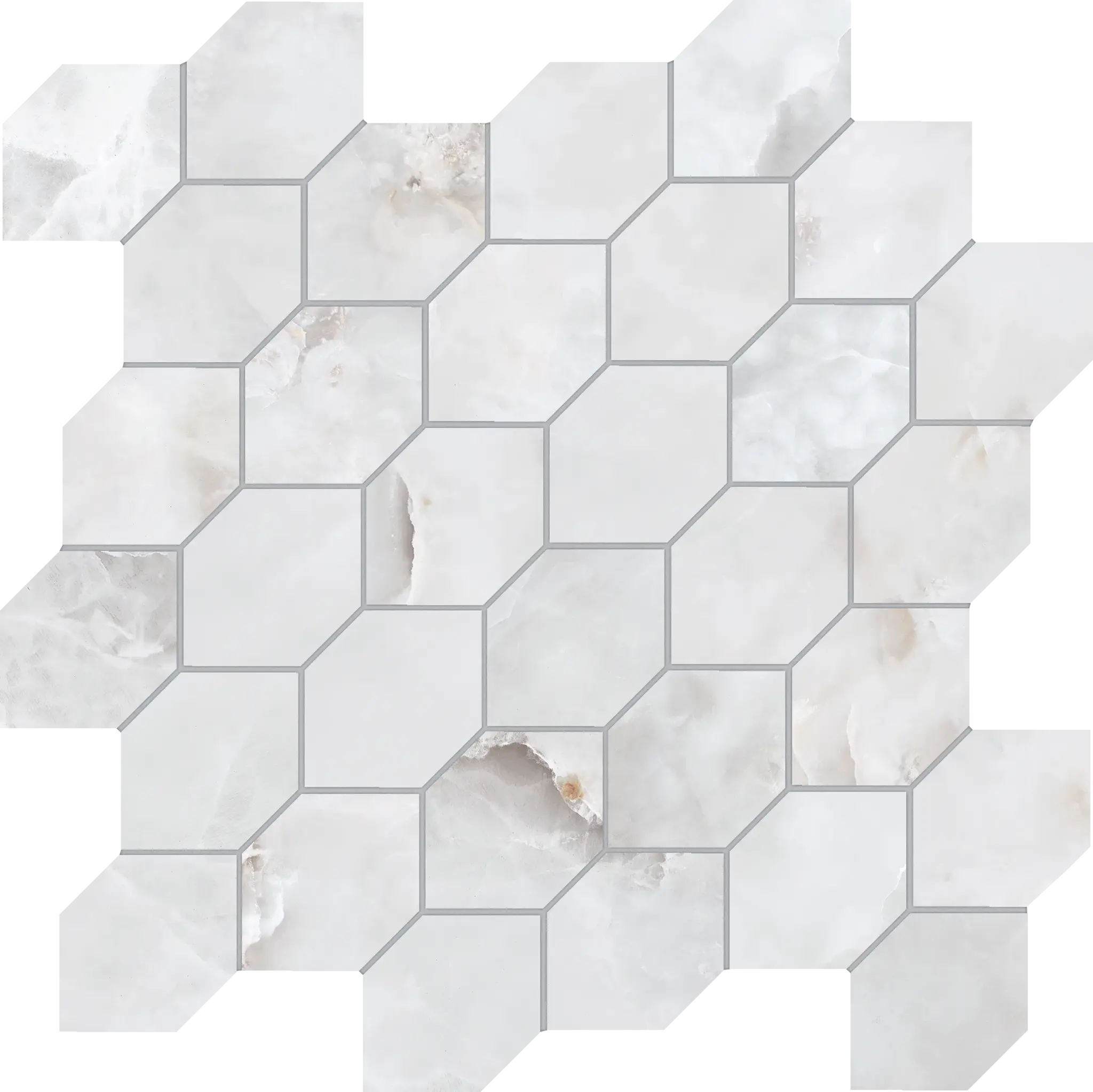 Aquamarine Gray 12x12 Matte Floor & Wall Elongated Hexagon Mosaics