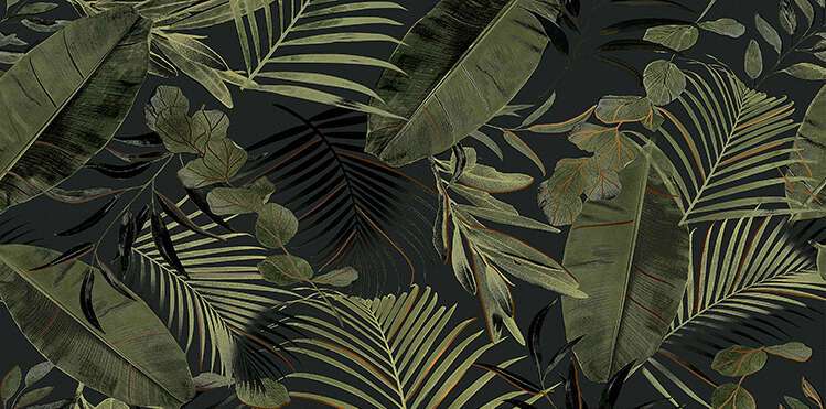 Zimba Black Sample - Beauty Garden Green 24x48 Gold Matte Glossy Porcelain Wall Décor Tile - Element 1