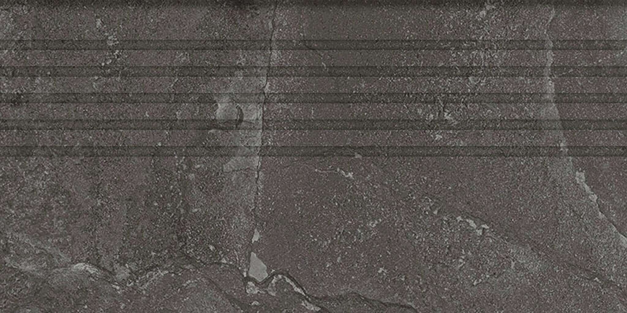 Grand Cave Graphite 12x24 Matte Stone Look Structure Step Tread Porcelain Tile