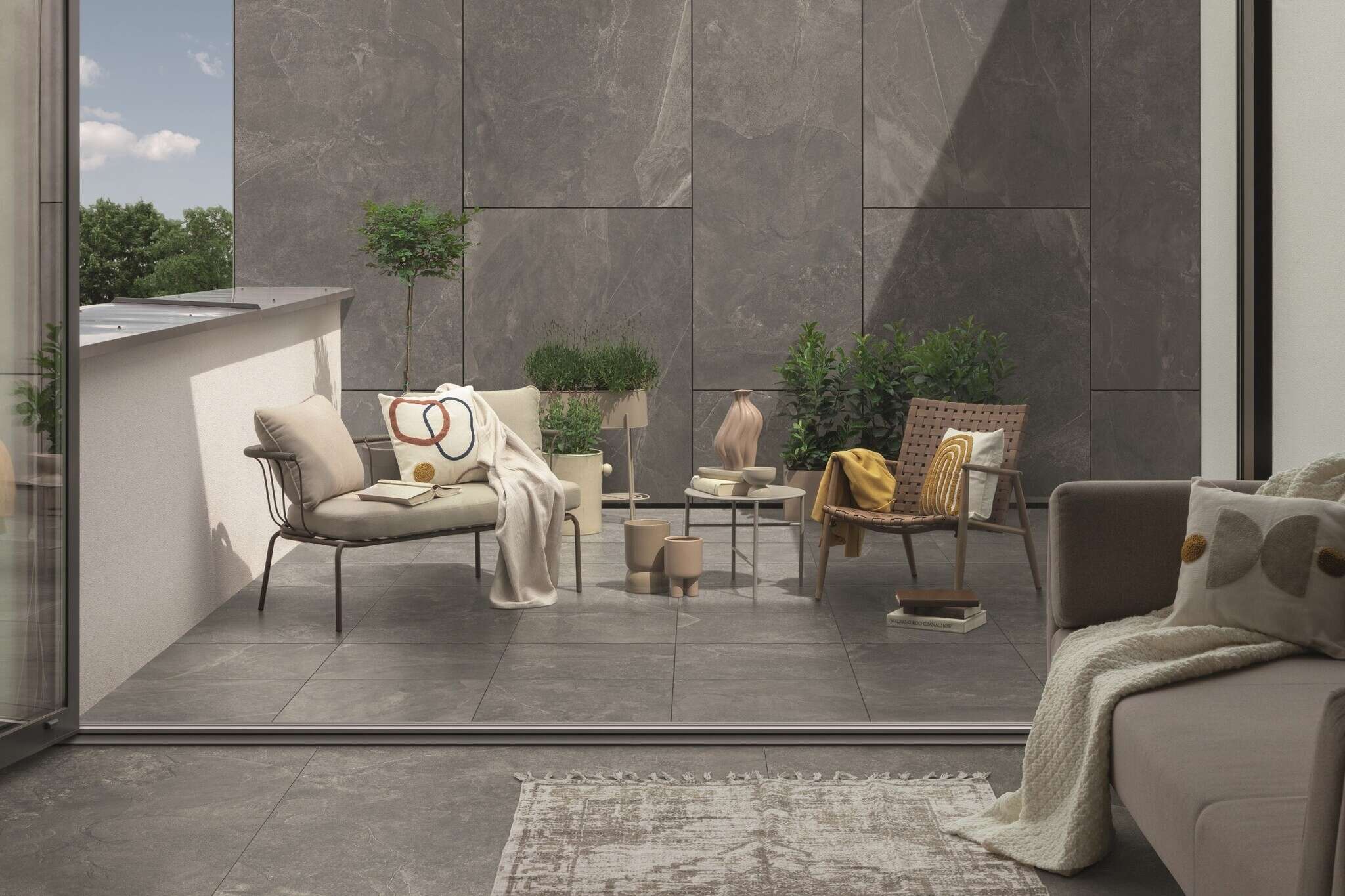 Grand Cave Graphite 24x24 Lappato Stone Look Porcelain Tile