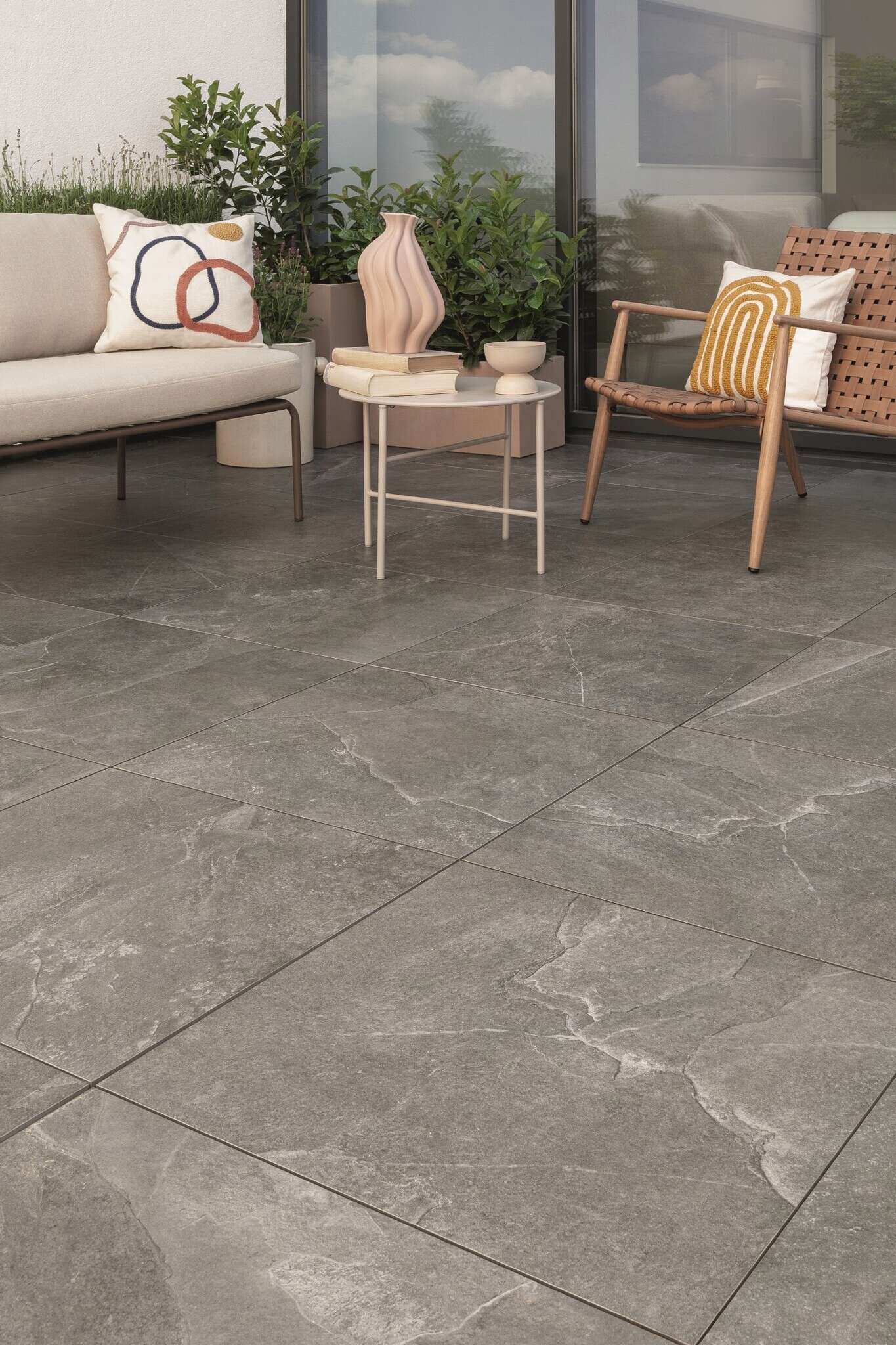 Grand Cave Graphite 24x24 Lappato Stone Look Porcelain Tile