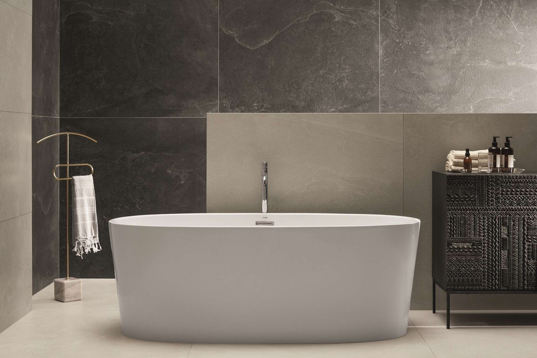 Grand Cave Graphite 24x24 Lappato Stone Look Porcelain Tile