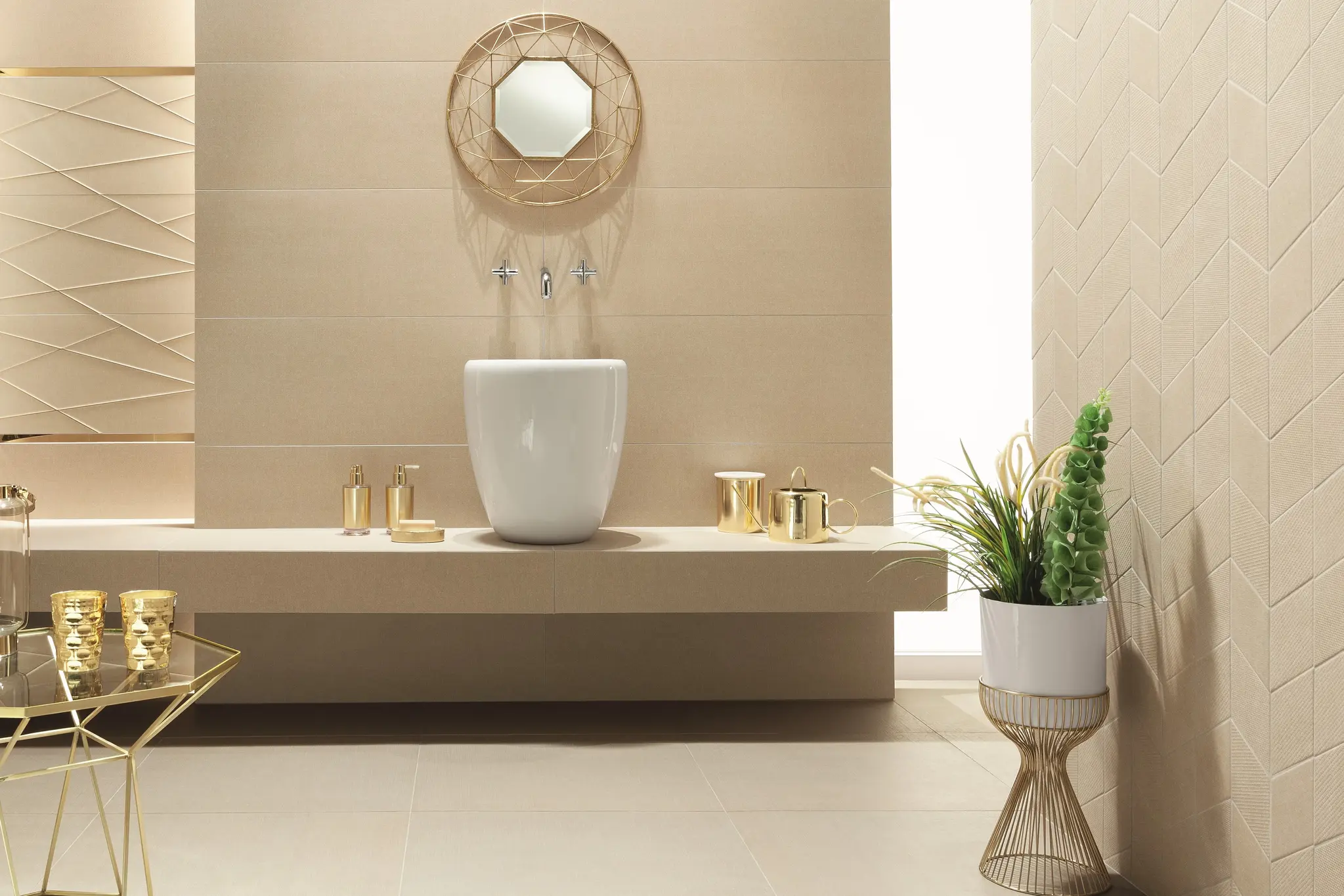 House of Tones Beige 13x36 Matte Linen Look Ceramic Wall Tile