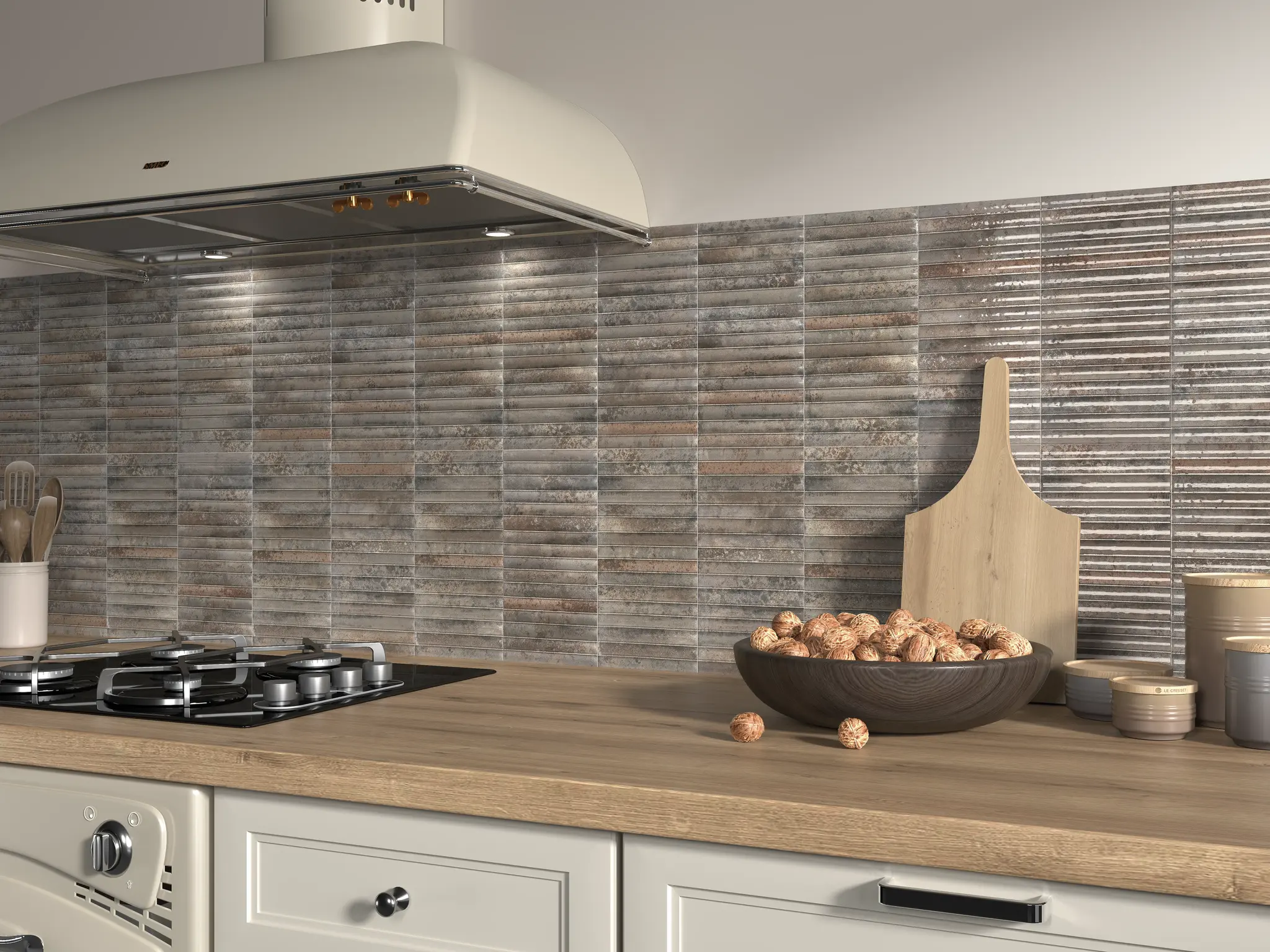 Incurve Bis Incurve Fluted Caramel  6x12 Glossy Ceramic Wall Structure Tile