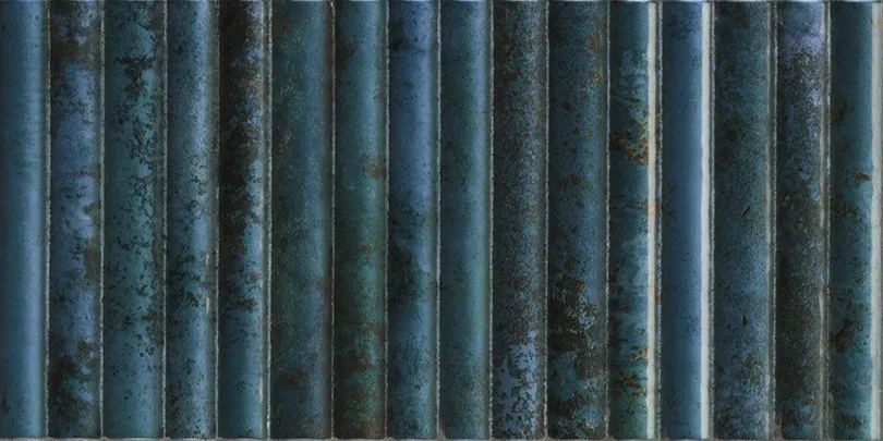 Incurve Fluted Dark Blue 6x12 Glossy Ceramic Wall Structure Tile