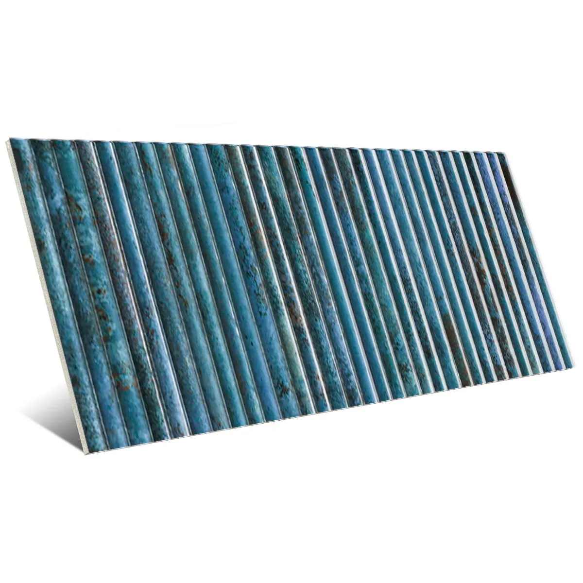 Incurve Fluted Dark Blue 6x12 Glossy Ceramic Wall Structure Tile