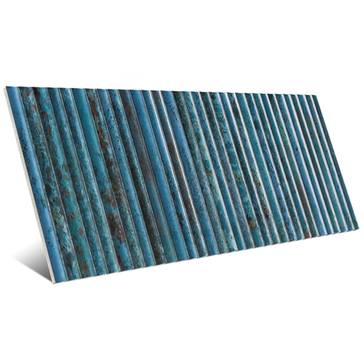Incurve Fluted Dark Blue 6x12 Glossy Ceramic Wall Structure Tile