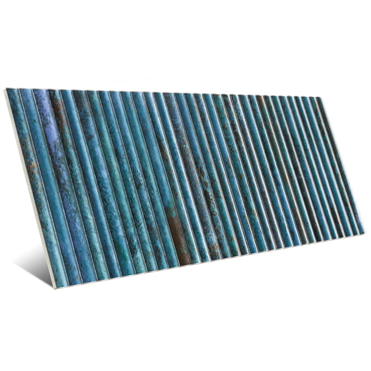 Incurve Fluted Dark Blue 6x12 Glossy Ceramic Wall Structure Tile
