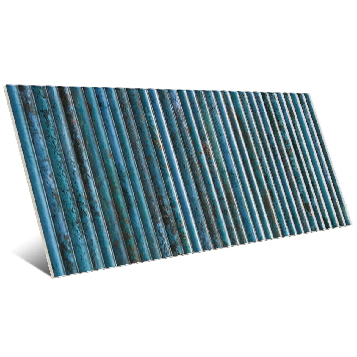 Incurve Fluted Dark Blue 6x12 Glossy Ceramic Wall Structure Tile