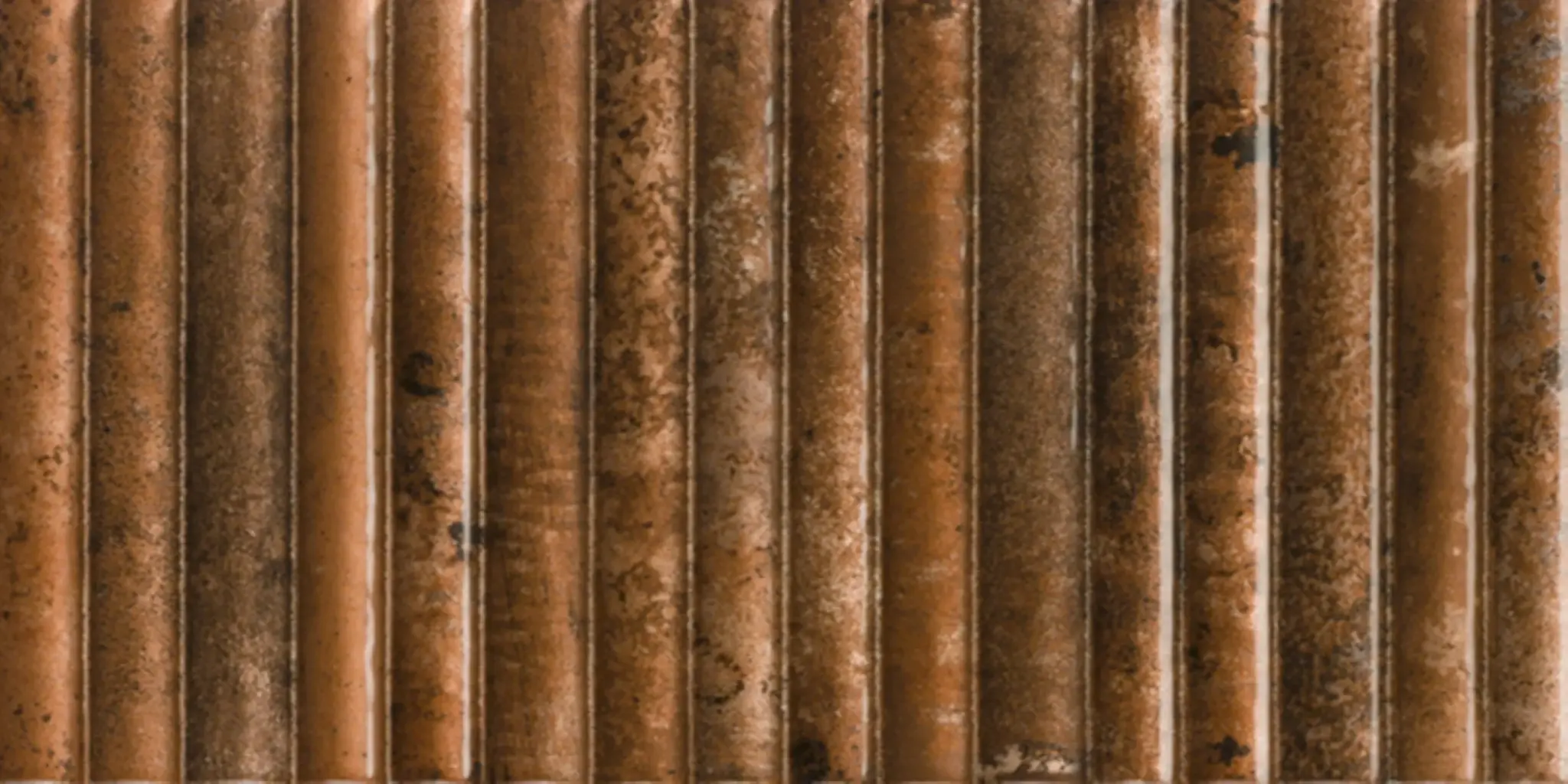 Incurve Bis Incurve Fluted Rust 6x12 Glossy Ceramic Wall Structure Tile