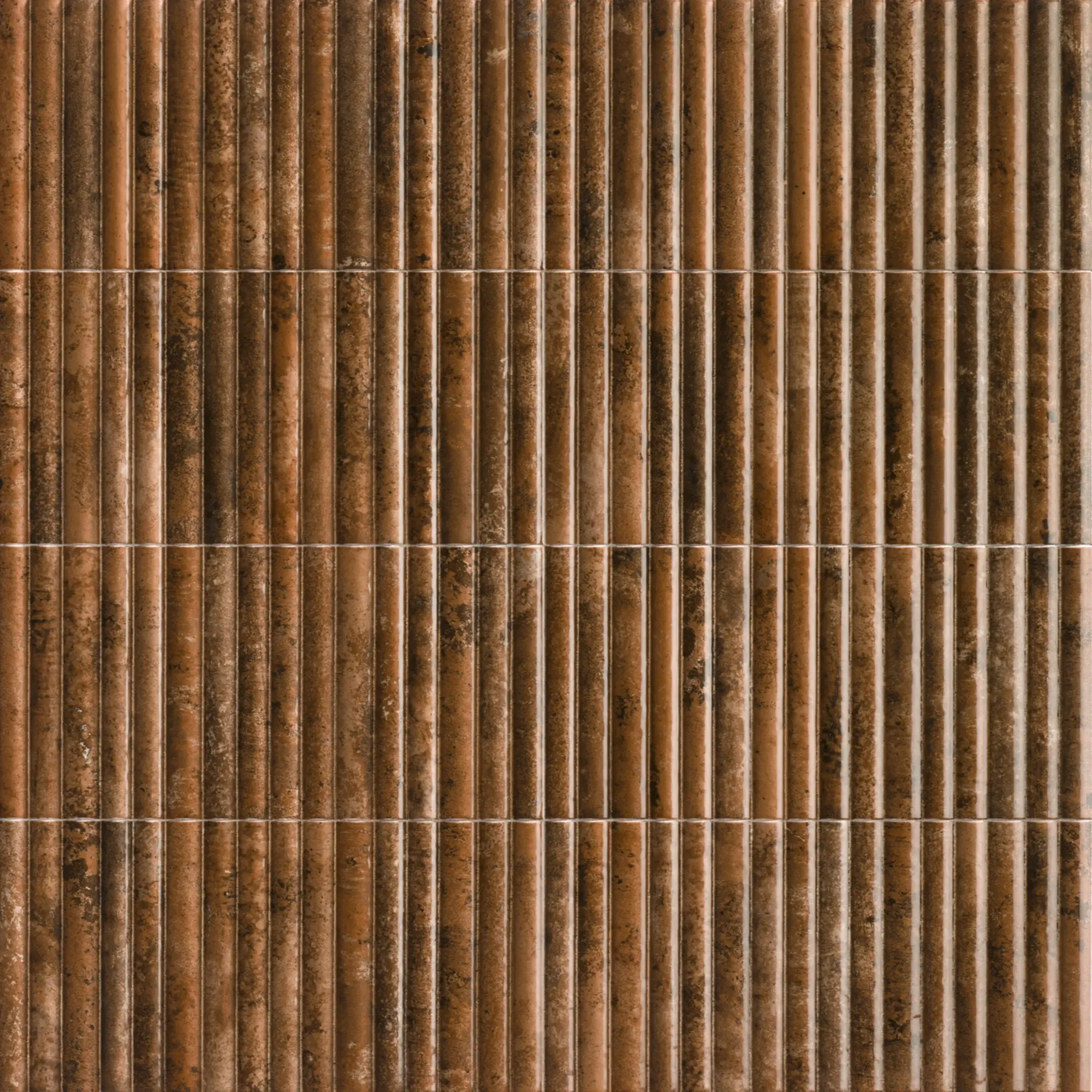 Incurve Bis Incurve Fluted Rust 6x12 Glossy Ceramic Wall Structure Tile