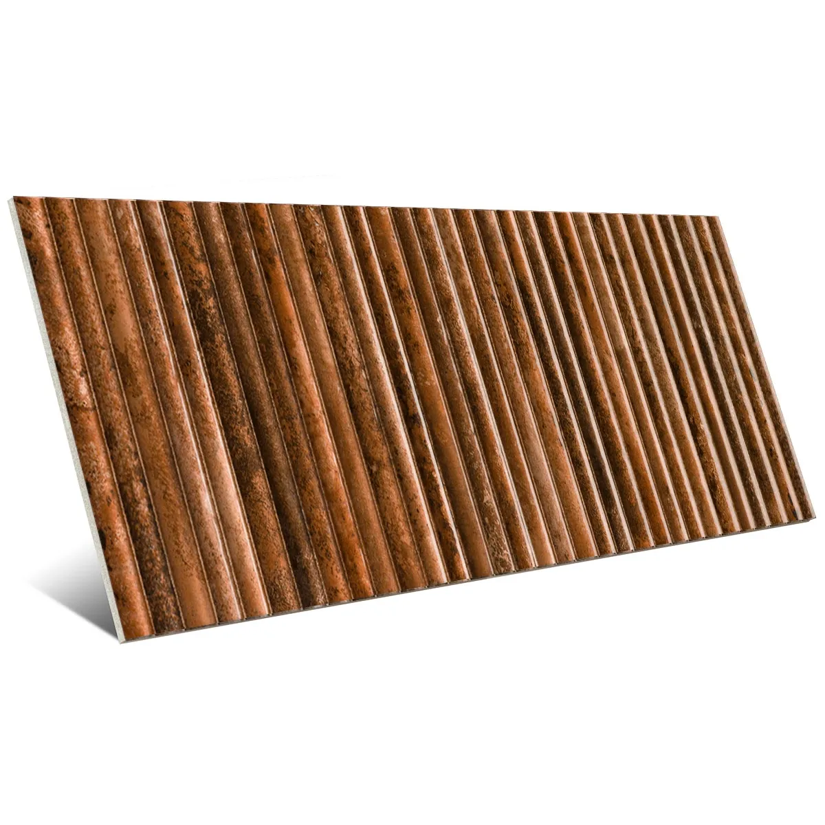 Incurve Bis Incurve Fluted Rust 6x12 Glossy Ceramic Wall Structure Tile