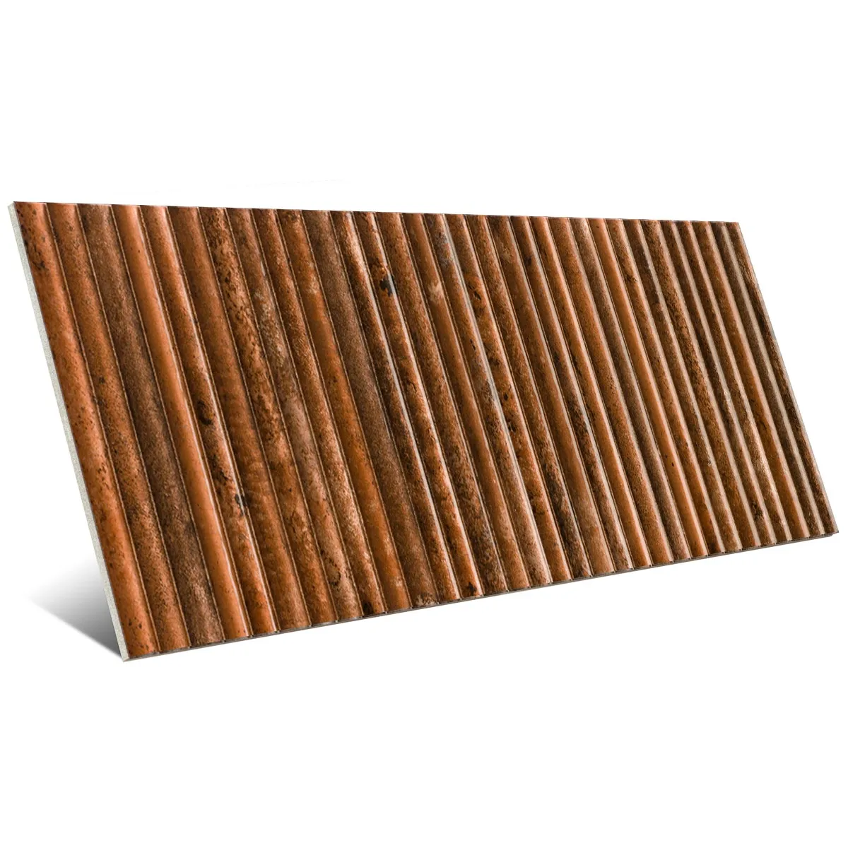 Incurve Bis Incurve Fluted Rust 6x12 Glossy Ceramic Wall Structure Tile