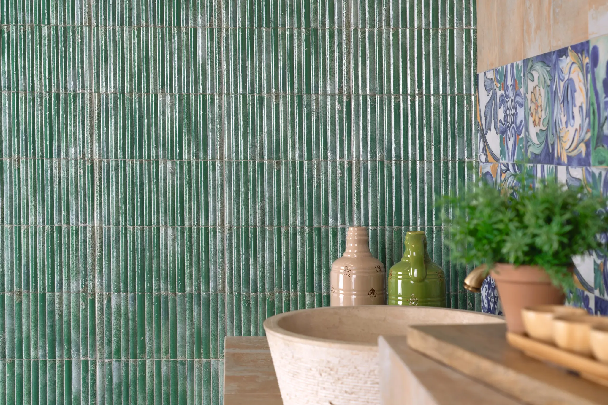 Incurve Fluted Turchese 6x12 Glossy Ceramic Wall Structure Tile