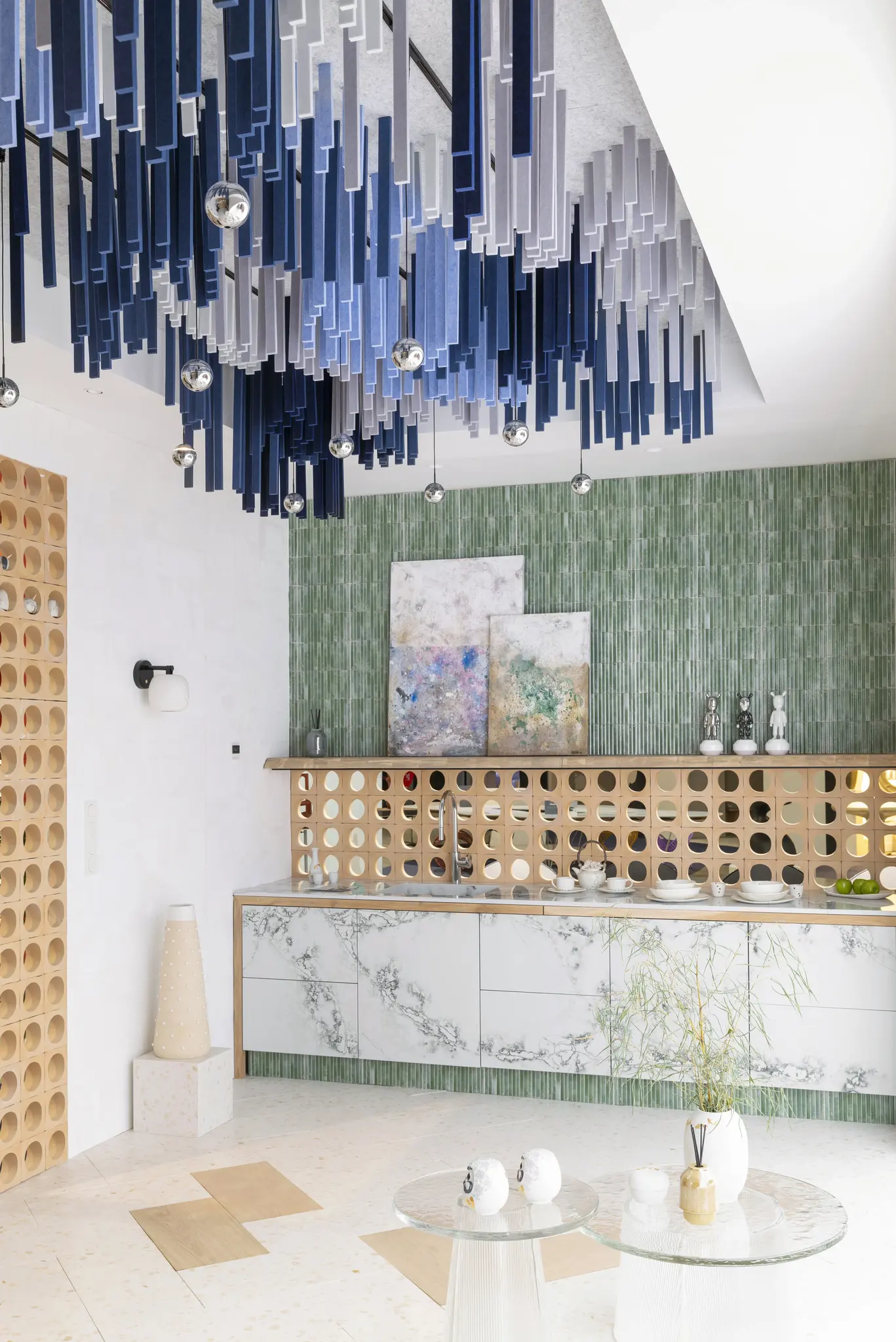 Incurve Fluted Turchese 6x12 Glossy Ceramic Wall Structure Tile