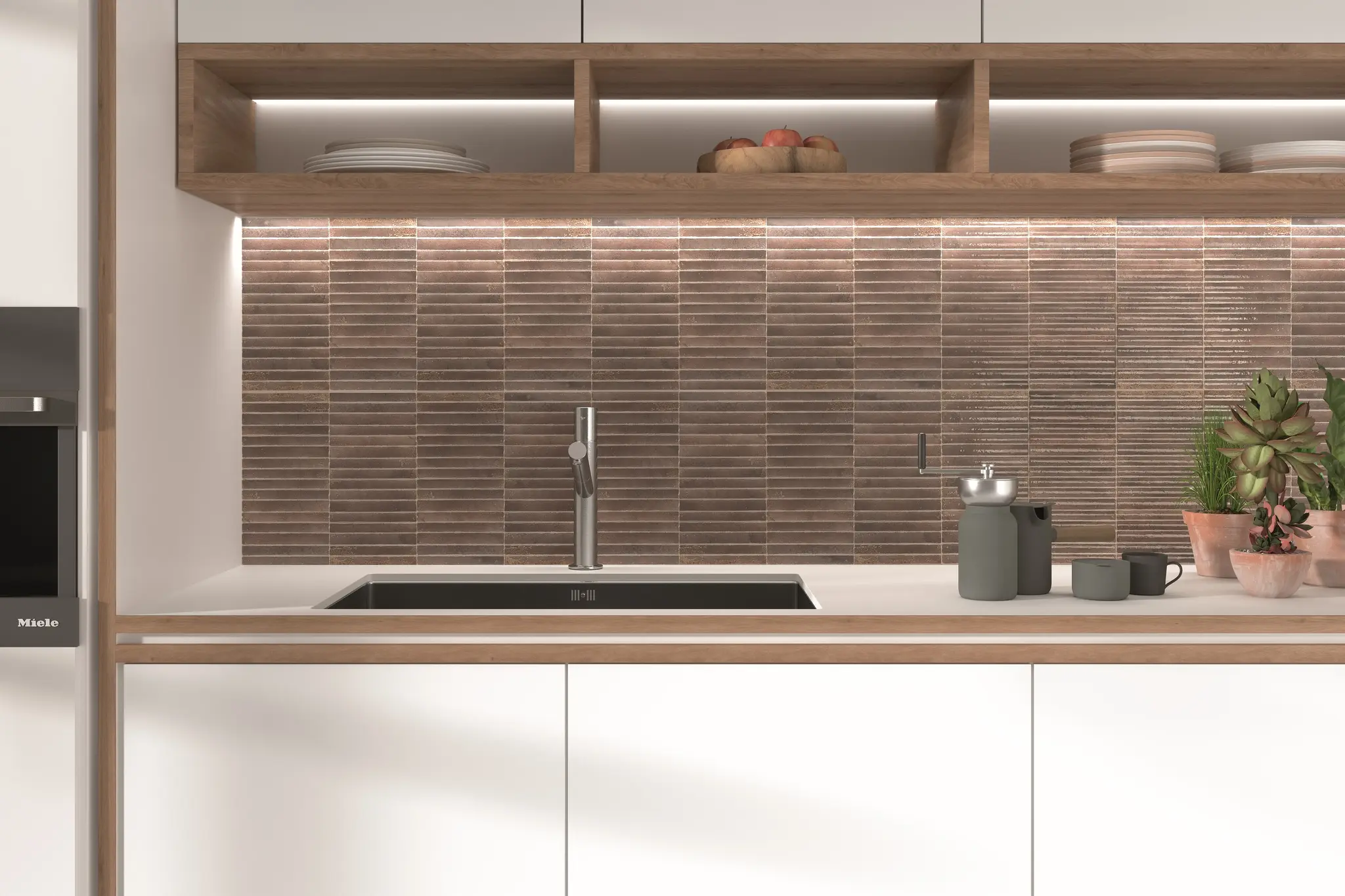 Incurve Fluted Brown 6x12 Glossy Ceramic Wall Structure Tile