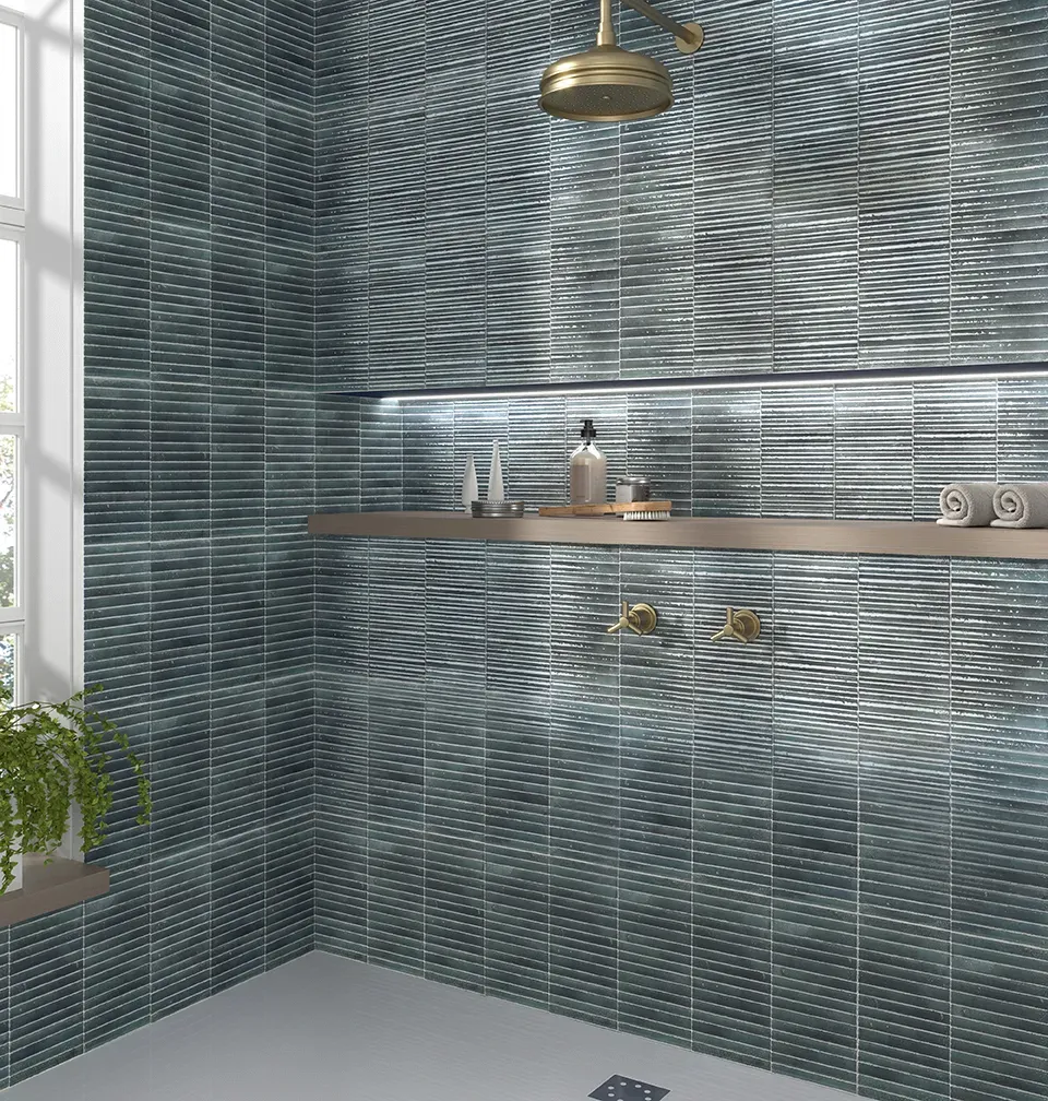 Incurve Fluted Green 6x12 Glossy Ceramic Wall Structure Tile