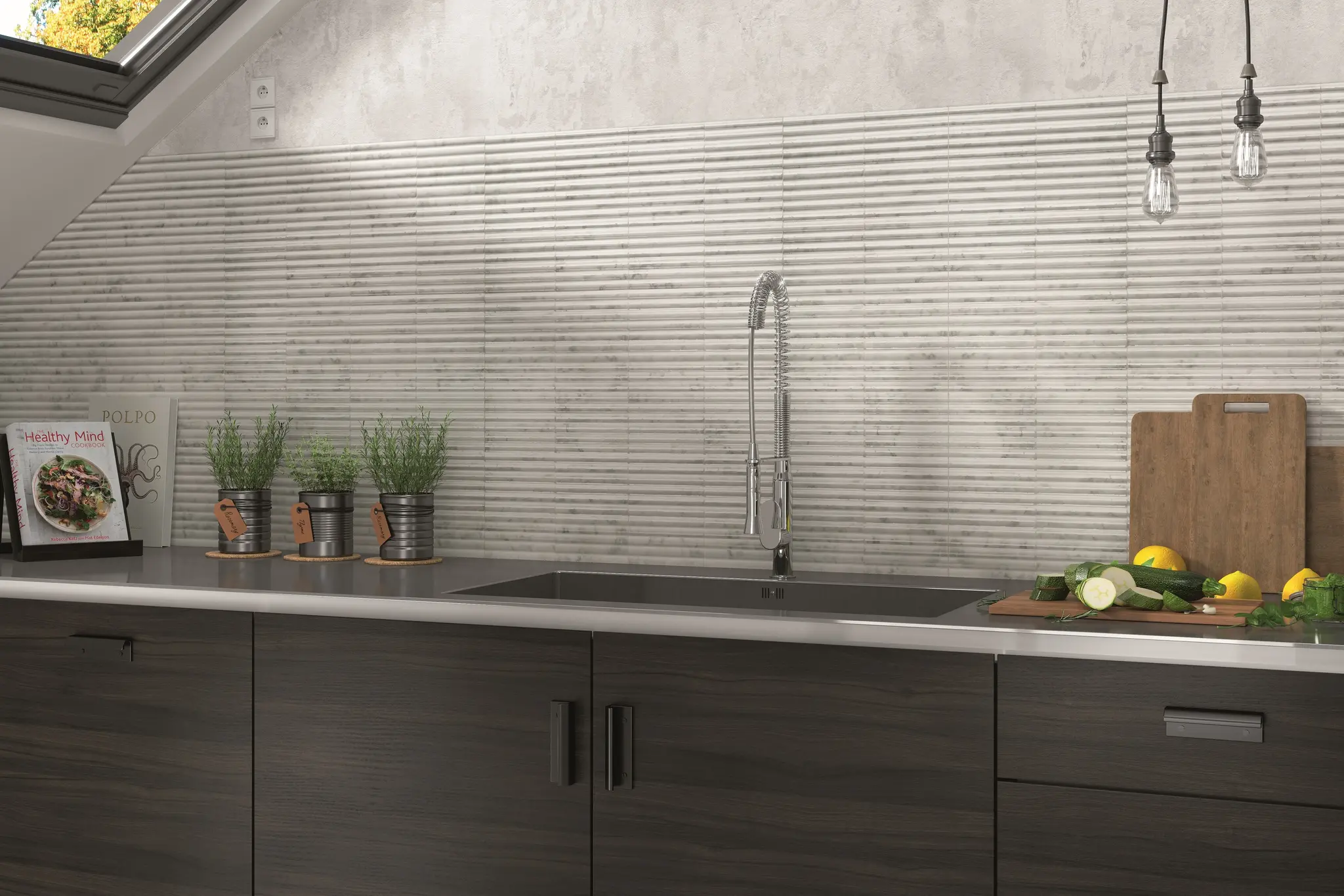 Incurve Fluted Marble 6x12 Semi-Glossy Ceramic Wall Structure Tile