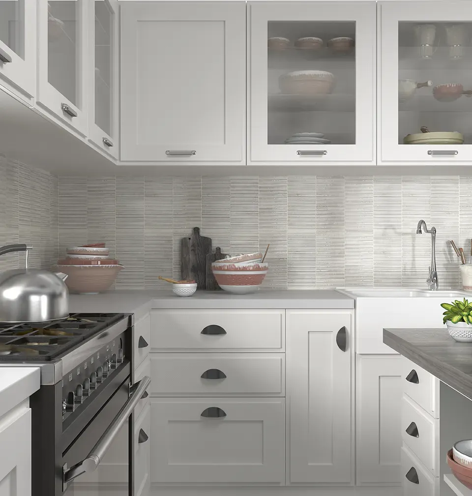 Incurve Fluted Mist White 6x12 Glossy Ceramic Wall Structure Tile