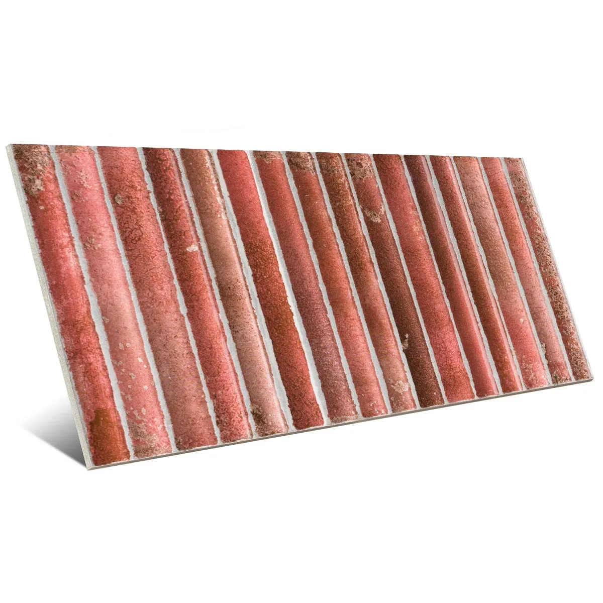 Incurve Fluted Red 6x12 Glossy Ceramic Wall Structure Tile