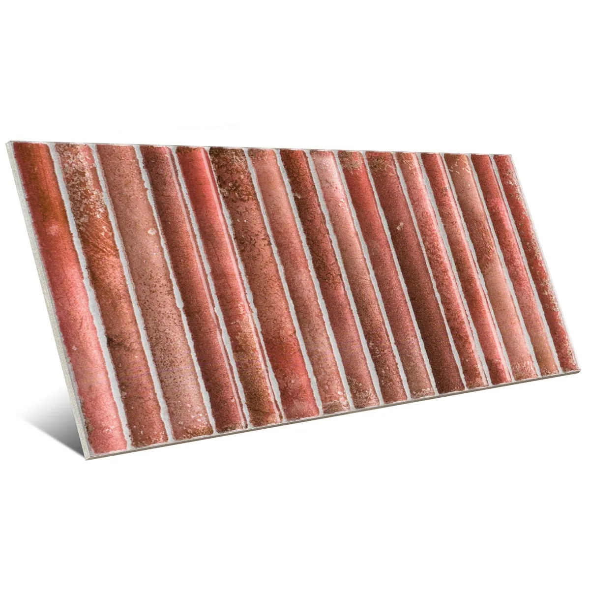 Incurve Fluted Red 6x12 Glossy Ceramic Wall Structure Tile