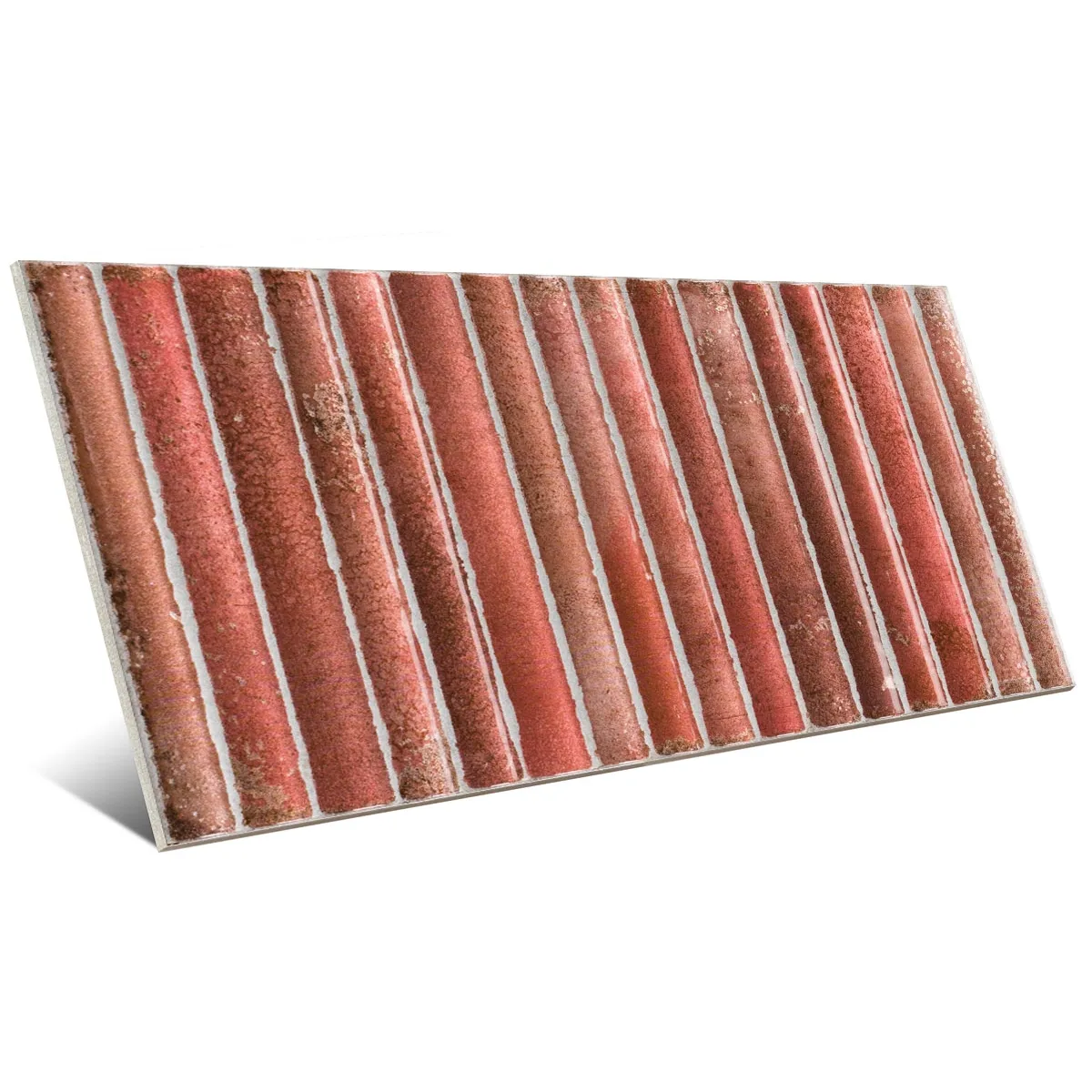 Incurve Fluted Red 6x12 Glossy Ceramic Wall Structure Tile
