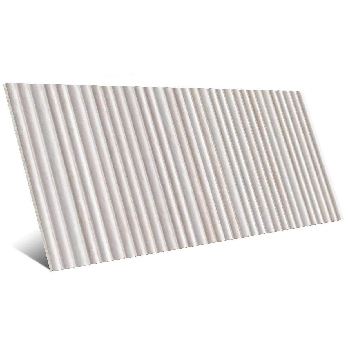 Incurve Bis Incurve Fluted Linen White 6x12 Glossy Ceramic Wall Structure Tile