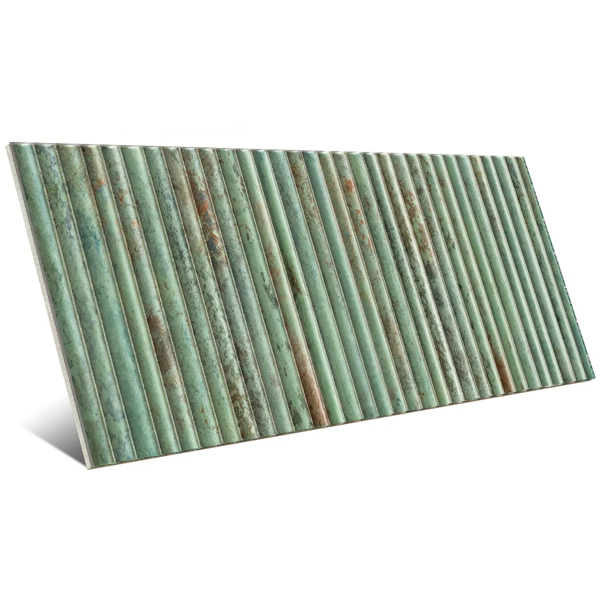Incurve Bis Incurve Fluted Teal 6x12 Glossy Ceramic Wall Structure Tile