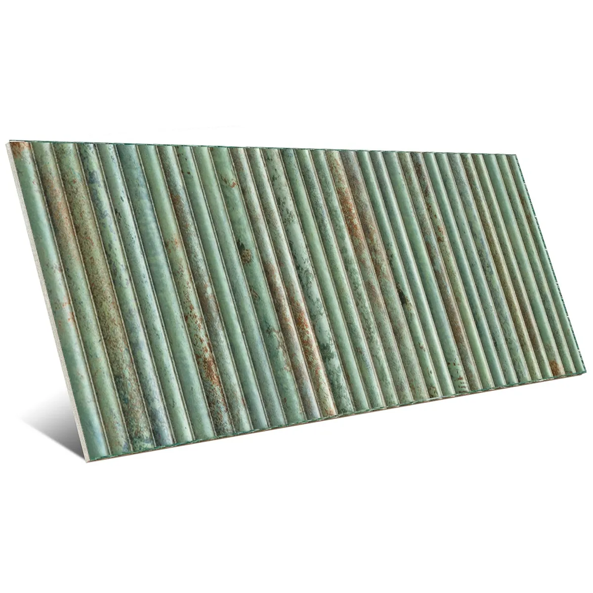 Incurve Bis Incurve Fluted Teal 6x12 Glossy Ceramic Wall Structure Tile