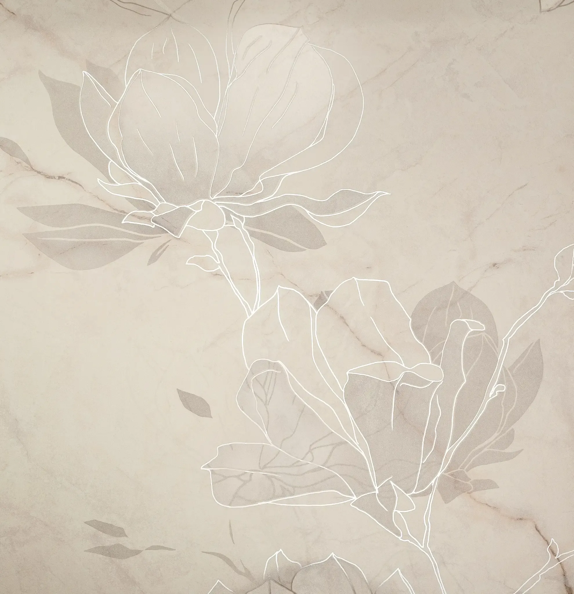 Liberte Ivory Fleur 24x30 Glossy 2-Elements Ceramic Wall Décor Tile (Set of 2 tiles, 12x30 each)