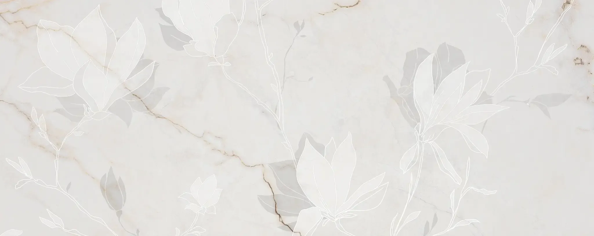 Liberte Ivory Fleur 24x30 Glossy 2-Elements Ceramic Wall Décor Tile (Set of 2 tiles, 12x30 each)