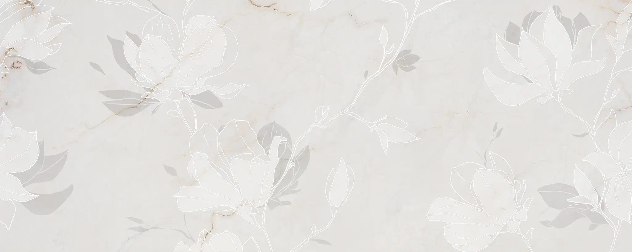 Liberte Ivory Fleur 24x30 Glossy 2-Elements Ceramic Wall Décor Tile (Set of 2 tiles, 12x30 each)