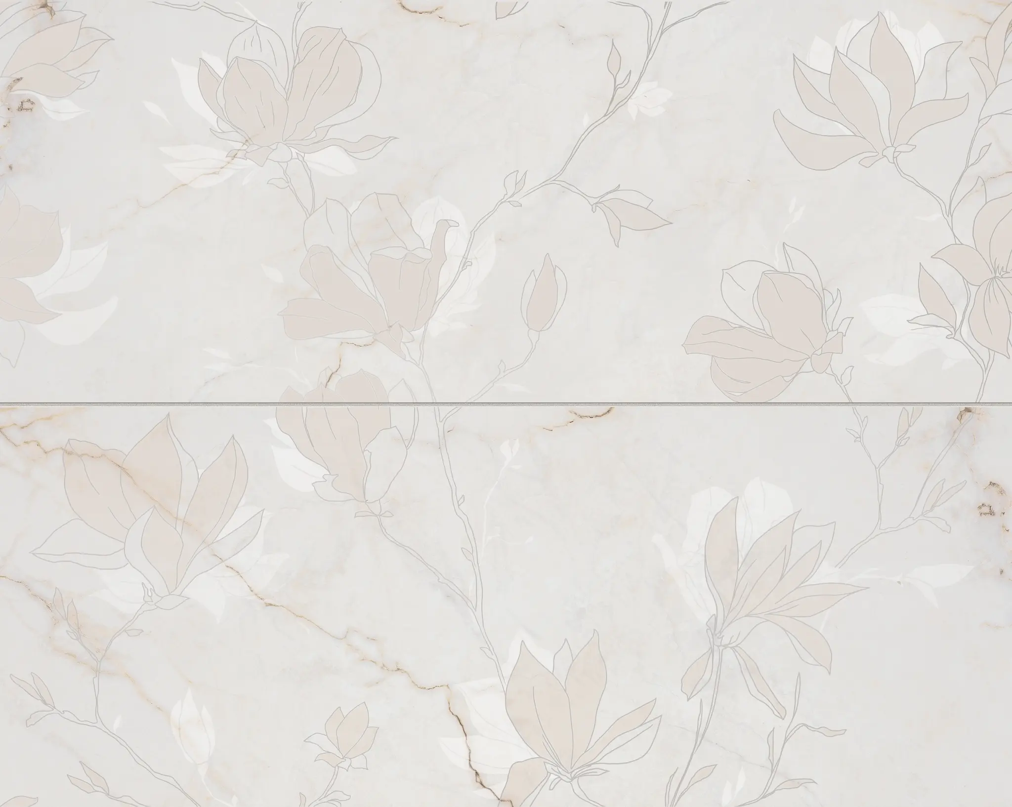 Liberte Ivory Fleur 24x30 Glossy 2-Elements Ceramic Wall Décor Tile (Set of 2 tiles, 12x30 each)