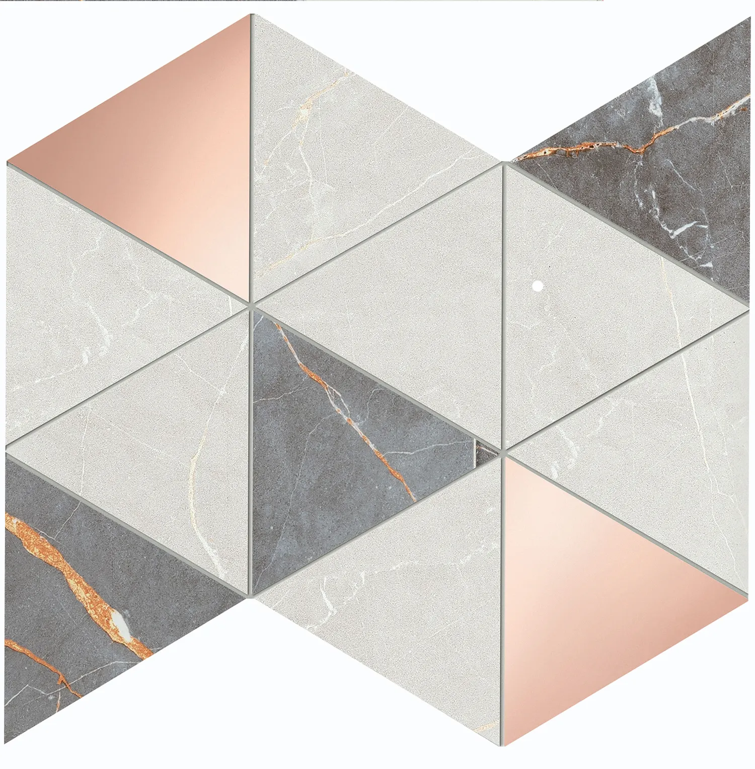Mauritius Mix Ivory 11x13 Gray Glossy with Copper Ceramic Wall Mosaic