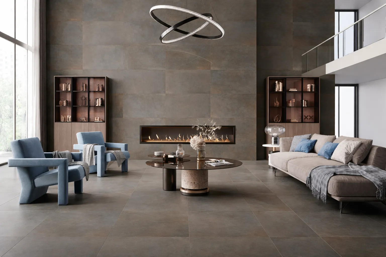 Metallic Steel 24x48 Matte Porcelain Structure Wall Tile