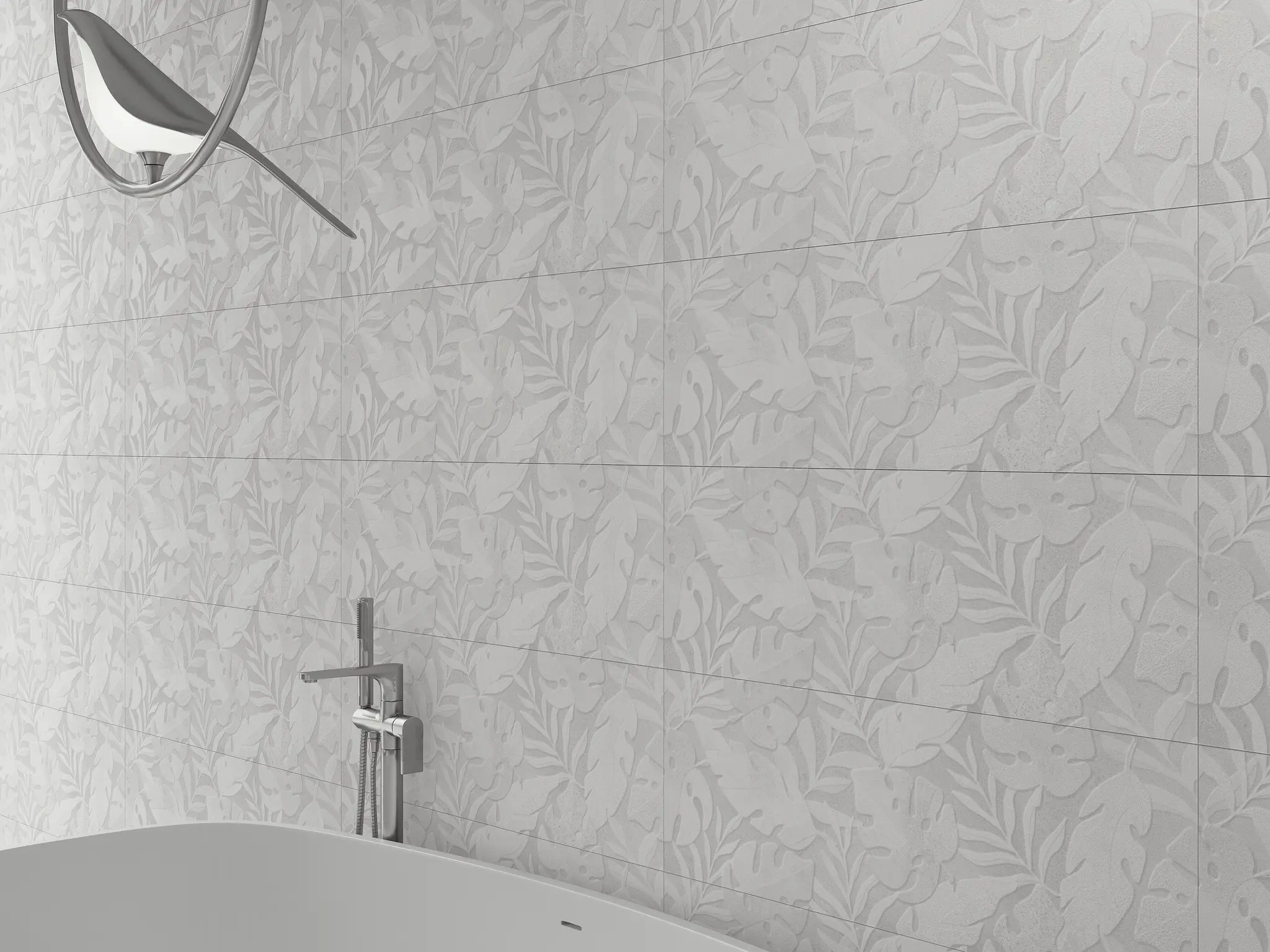 Metallic White 12x36 Matte Ceramic Structure 1 Wall Tile