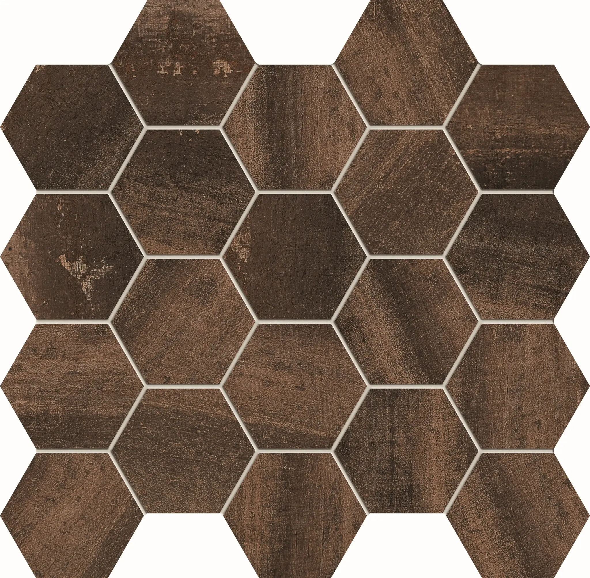 Ramina Brown 11x12 Matte Ceramic Hexagon Mosaic