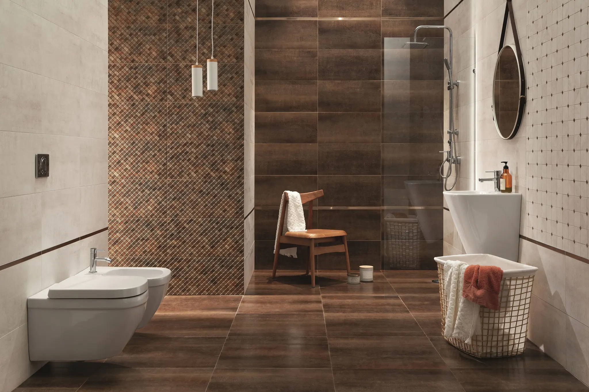 Ramina Mix Brown 12x24 Matte Ceramic Décor Wall Tile