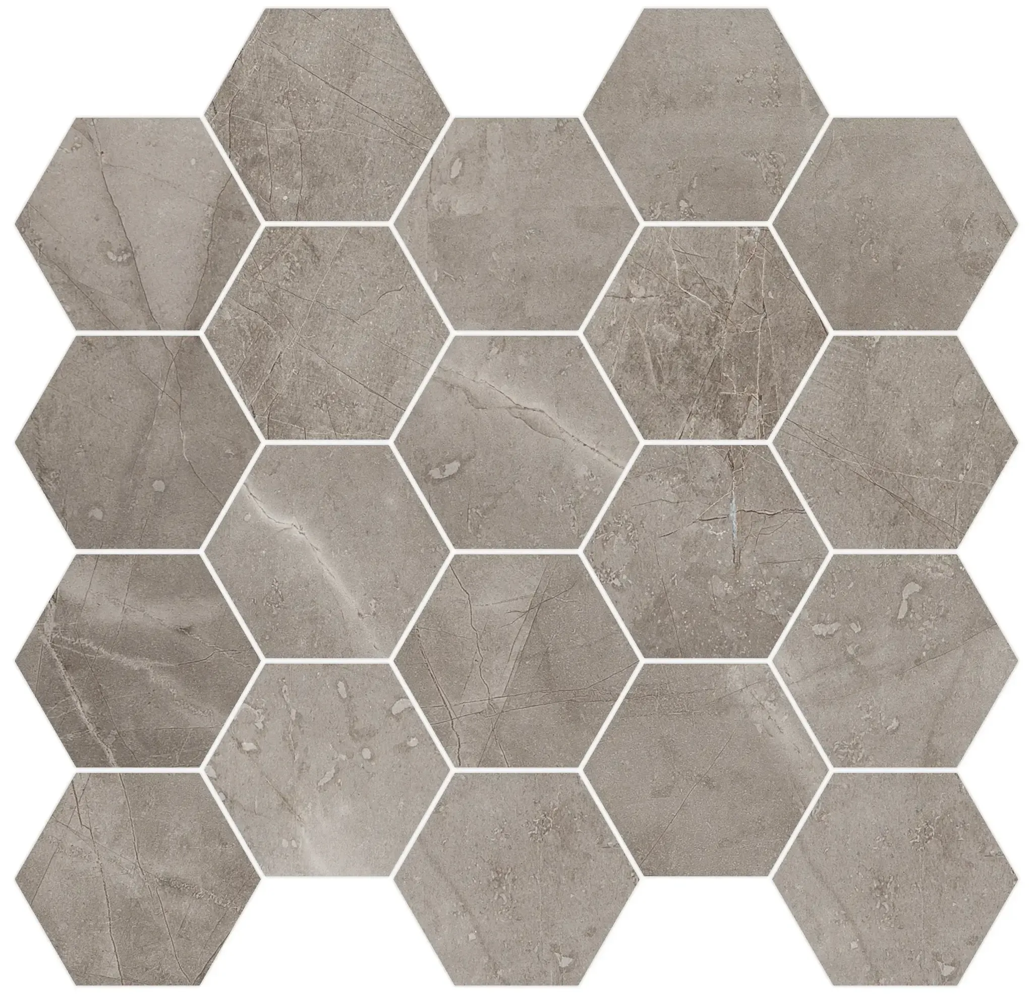 Remos Gray 11x12 Matte Hexagon Porcelain Floor & Wall  Mosaics