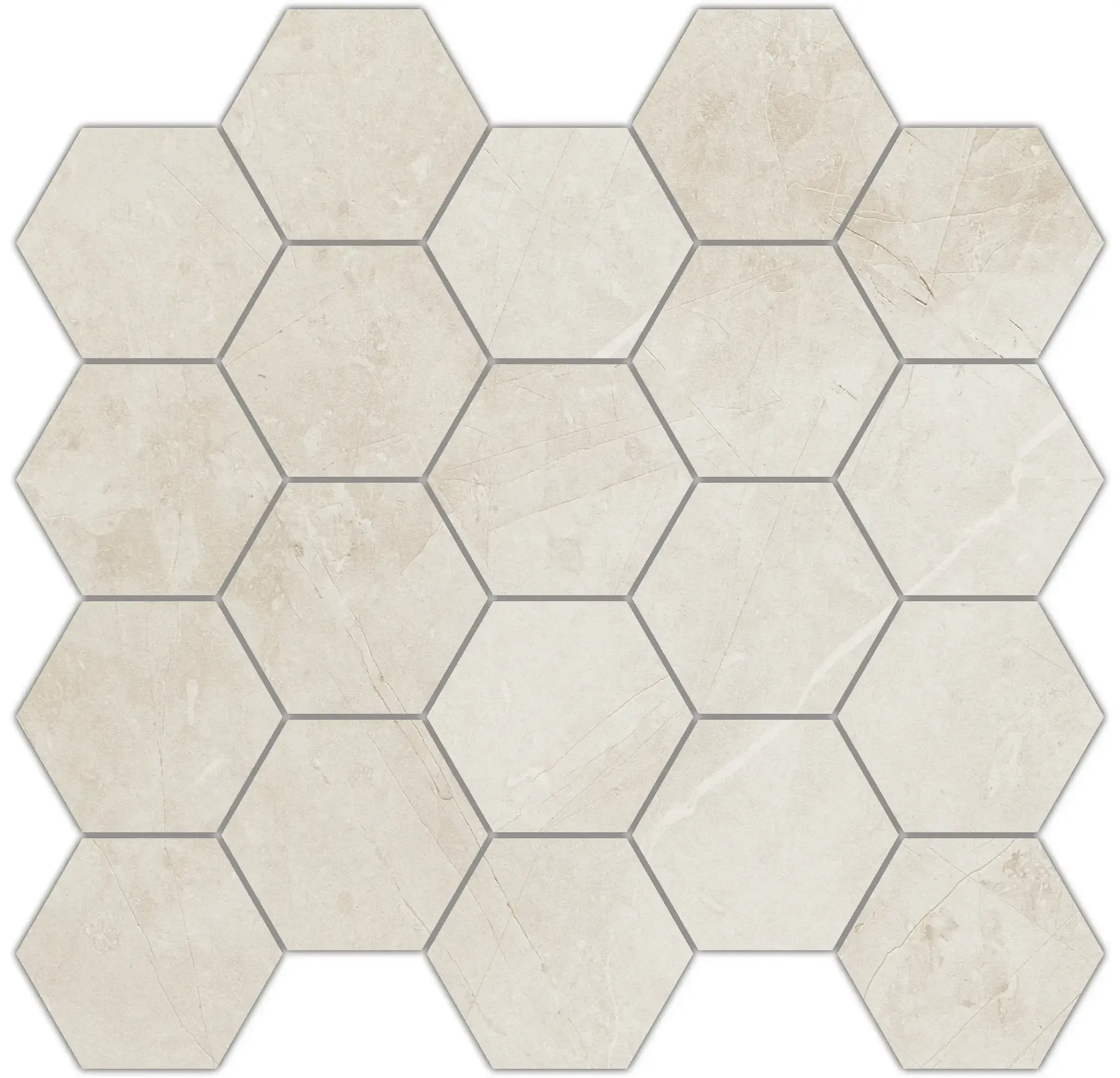 Remos White 11x12 Matte Hexagon Porcelain Floor & Wall Mosaics
