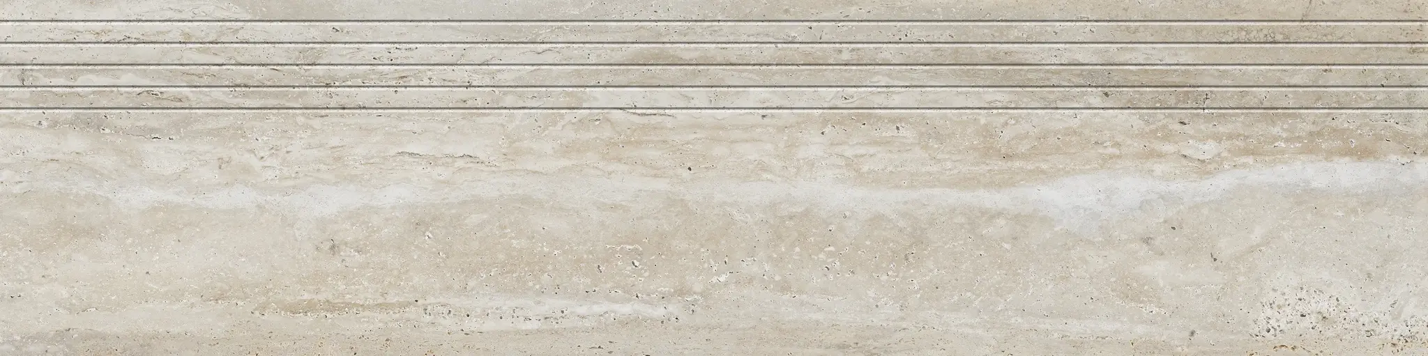 Travertino Sample - Travertino Beige 12x48 Matte Travertine Look Step Tread Porcelain Tile