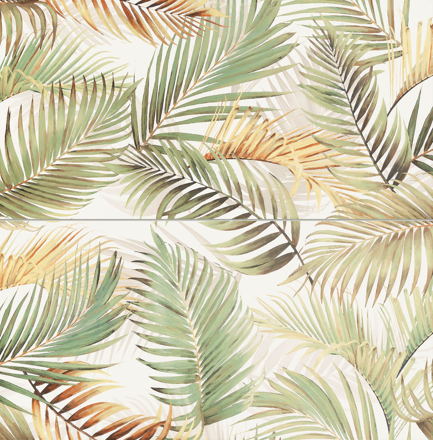 Velvetia Sample - Velvetia Leaves 24x24 Glossy 2-Elements Ceramic Wall Décor (Set of 2 tiles, 12 X 24 each)