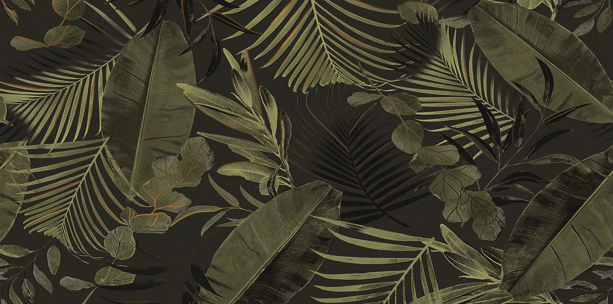 Verdura Elite Sample - Verdura Elite Green/Gold Leaves 24x48 Matte/Glossy Porcelain Wall Décor Tile - Element 4