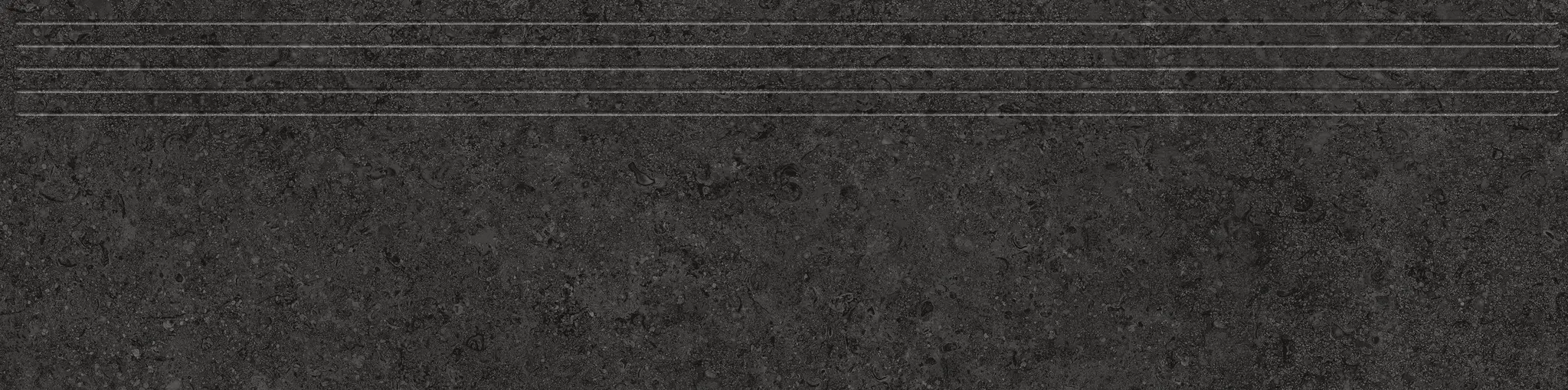 Zimba Black Sample - Zimba Black 12x48 Matte Stone Look Structure Step Tread Porcelain Tile
