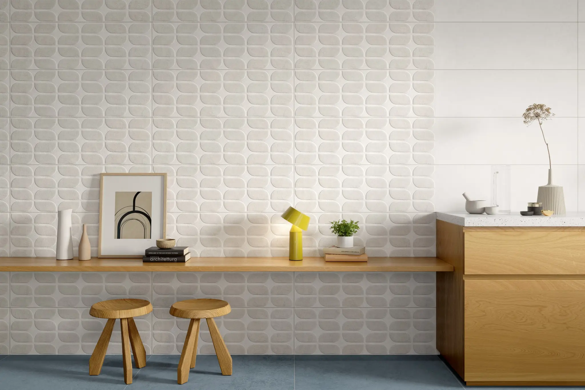 Sancio White 12x36 Matte Concrete Look Ceramic Structure 1 Wall Tile