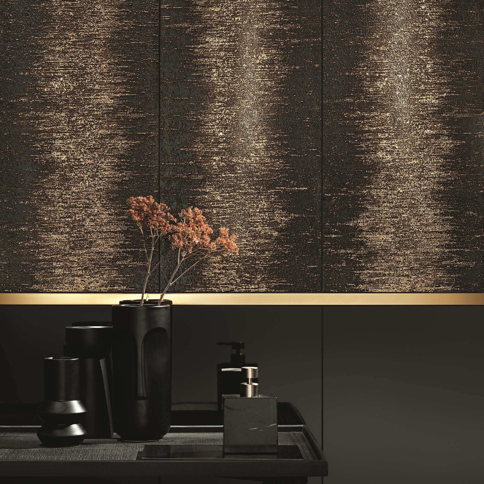 Stardust Black 13x36 Glossy Ceramic Wall Tile
