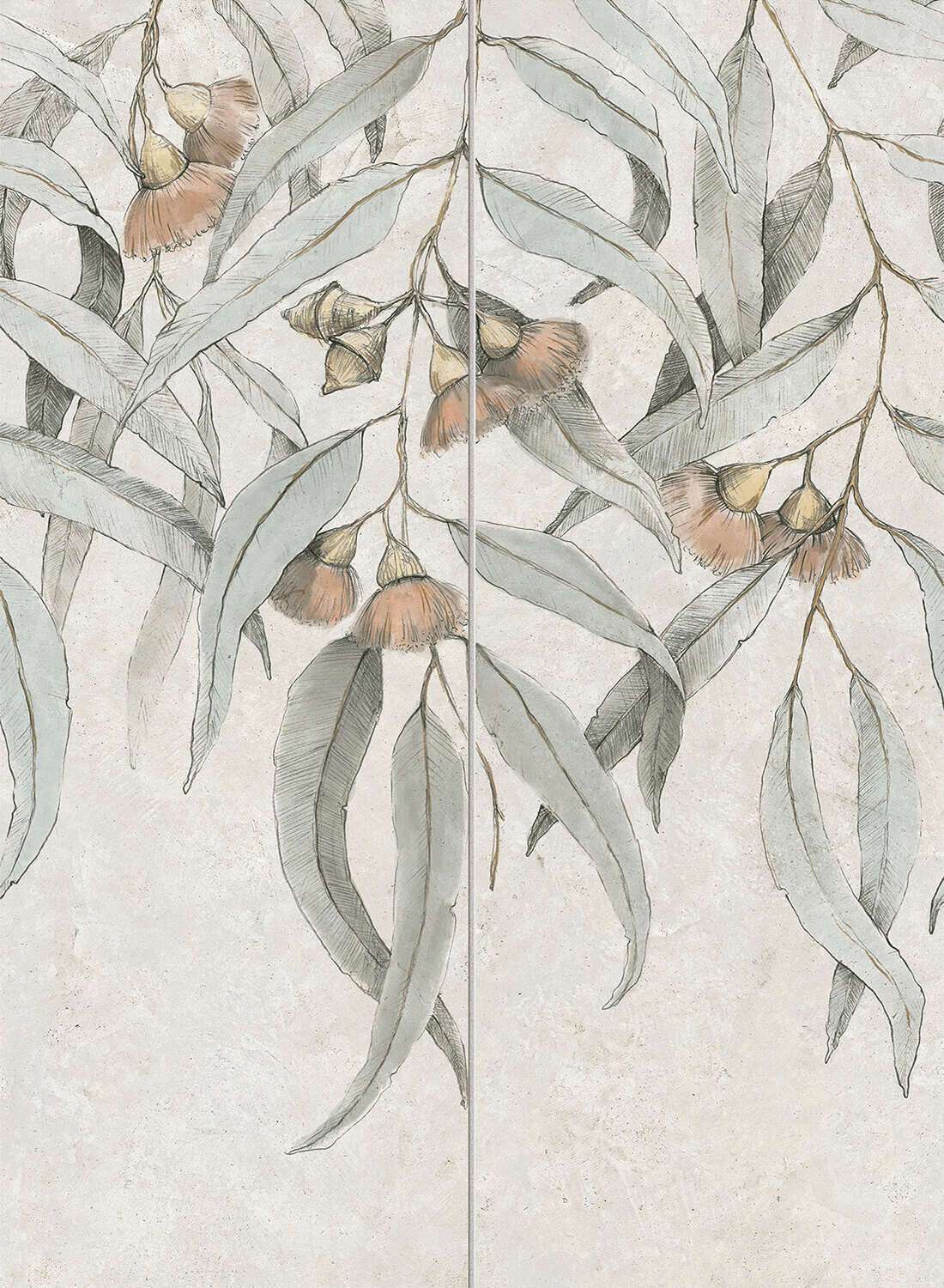 Taonga Sample - Taonga Light Gray 26x36 Matte Multicolor Leaves Structure Ceramic Décor Tile - Element B